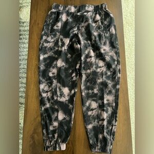 Old Navy Black and Pink Jogger Pants with Tie-Dye Design